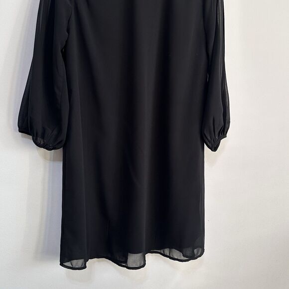 Lulus Dress XS Shifting Dears Black Long Split Sleeve Mini V Neck Cocktail NEW - Picture 10 of 12
